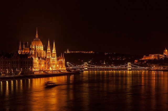 Museum of Ethnography, Budapest, at night. Photo Credit