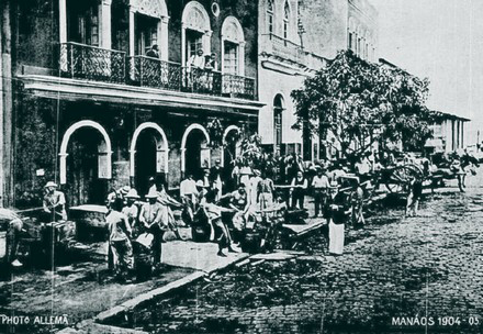 Downtown of the Manaus city, a commercial center in the Amazon region during the rubber boom (1904)