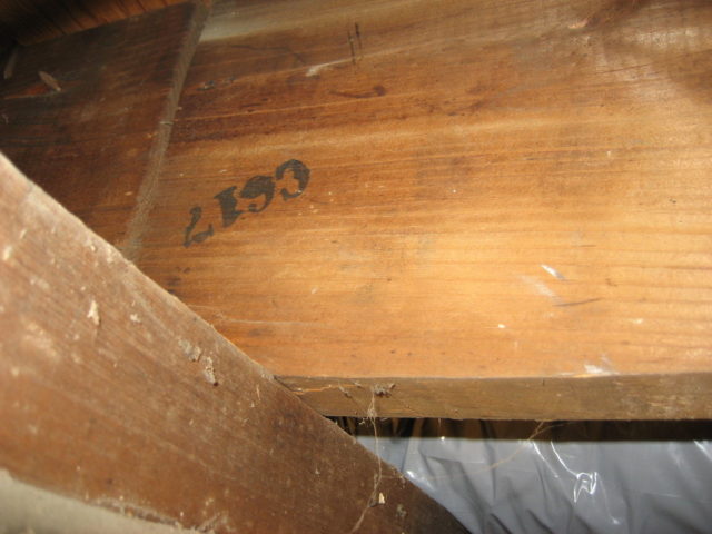 A stamped piece of lumber in a Sears house