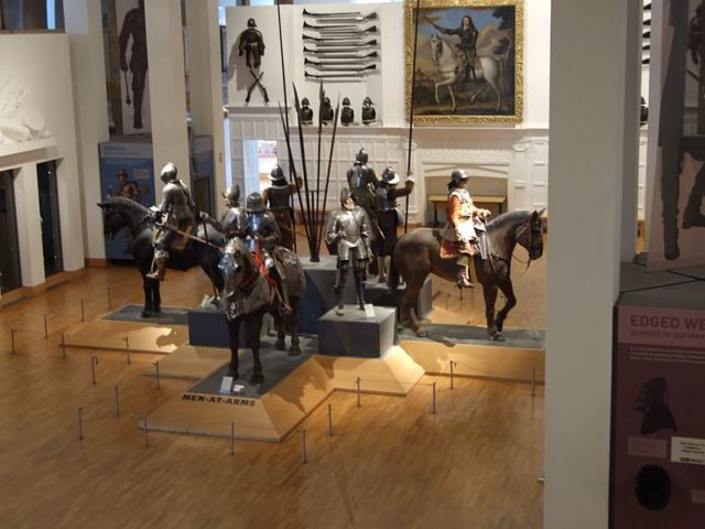 Gothic plate armors in Royal Armories Museum in Leeds, UK. Photo Credit