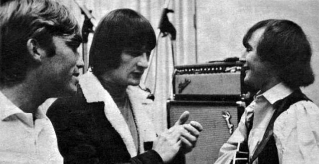 Melcher, left, in the studio with the Byrds’ Gene Clark, center, and David Crosby in 1965.