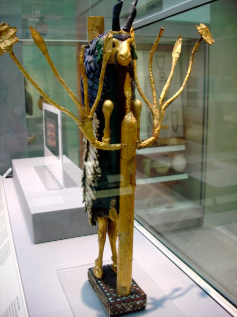 The “Ram in a Thicket“ exhibited in the Mesopotamia Gallery in Room 56 in the British Museum in London  Photo Credit