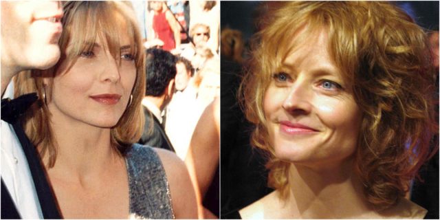 Left: Michelle Pfeiffer at the 47th Emmy Awards, 9/11/94 Author: Alan Light  CC BY2.0  Right: Jodie Foster At the German premiere of The Brave One in 2007 Author: