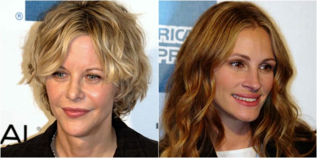 Meg Ryan at the 2009 Tribeca Film Festival for the premiere of Serious Moonlight. Photo Credit. Right: Julia Roberts at the 2011 Tribeca Film Festival. Photo credit