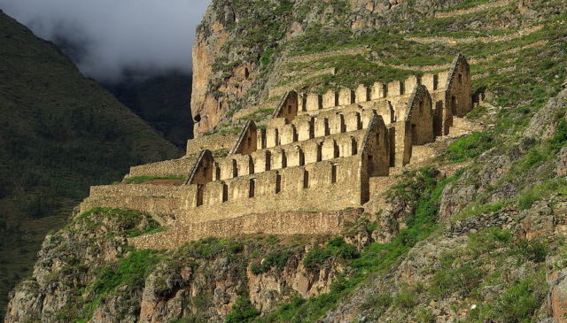 Pinkuylluna, Inca storehouses near Ollantaytambo  Photo credit