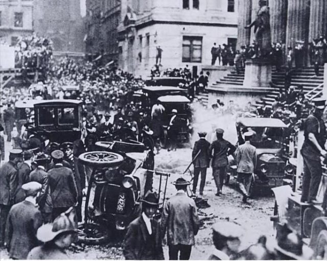 A bombing of Wall Street, 1920