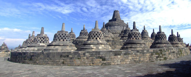 Bell-shaped stupas in Borobudur. Photo credit