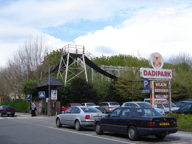 The welcome sign of the Dadipark in Belgium. photo credit