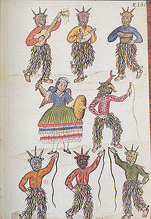 18th-century painting of the Danza de Los diablicos de Túcume, region of Túcume, Peru