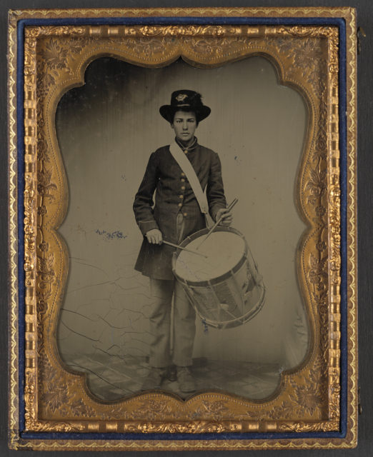 Unidentified young drummer boy in Union uniform. LOC