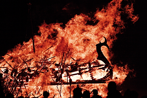In 1889, for the first time, a Viking longship was featured in the festivities and burned by torches. photo credit