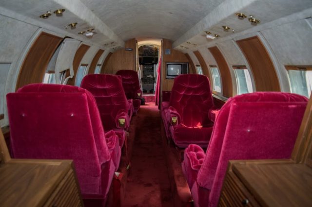 The jet’s interior opens in a genuine retro splendor photo credit