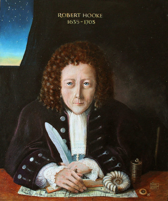 Modern portrait of Robert Hooke (Rita Greer 2004), based on descriptions by Aubrey and Waller; no contemporary depictions of Hooke are known to exist.