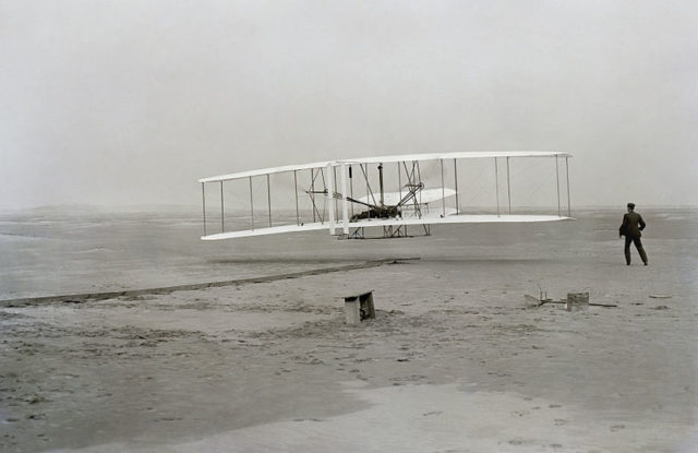 First powered and controlled flight by the Wright Brothers, December 17th, 1903