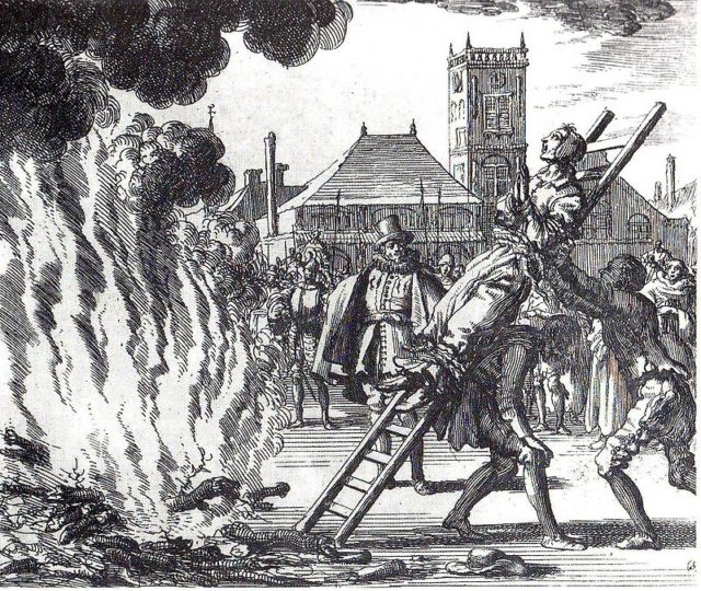 The burning of a 16th-century Dutch Anabaptist Anneken Hendriks, who was charged with heresy