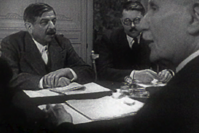 Pierre Laval and Pétain in the Frank Capra documentary film “Divide and Conquer” (1943)
