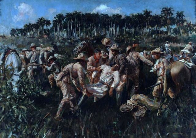 The death of Maceo, painting by Armando Menocal (1863-1942)