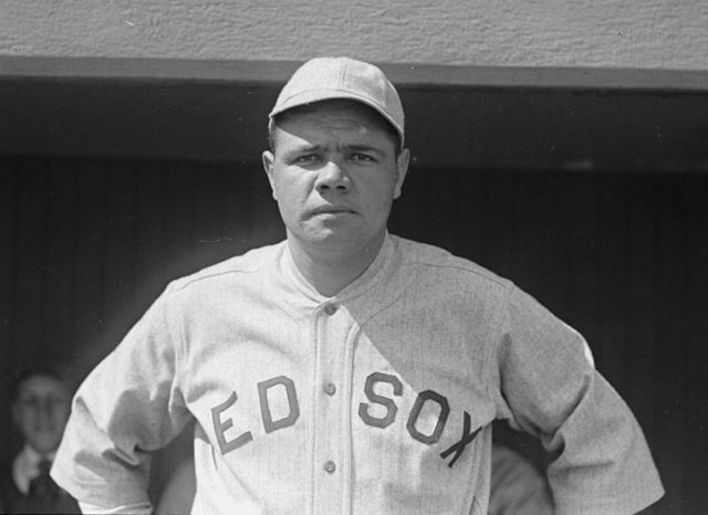 Babe Ruth aka “The Bambino”, in his earlier days as a pitcher for the Red Sox.