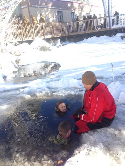 Two American Marines participating in an immersion hypothermia exercise  photo credit