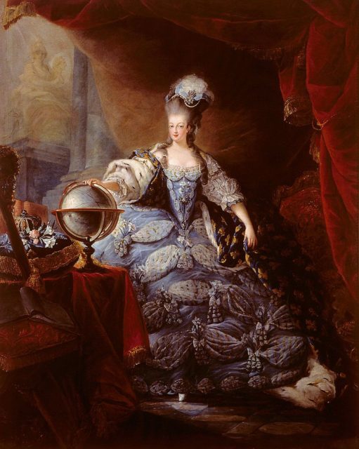 Portrait of the Queen with pouf created by Bertin