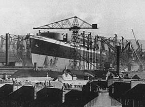 Hull 552 (Queen Elizabeth), growing on the stocks.