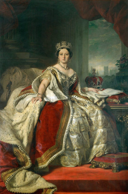 A portrait of Queen Victoria (1859), by Franz Xaver Winterhalter.