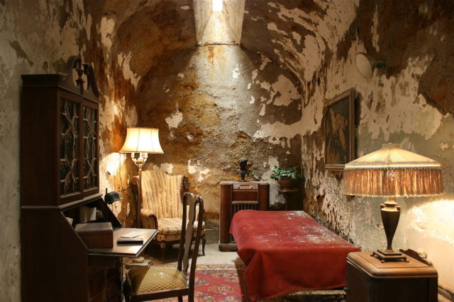 Capone’s cell at the now-closed Eastern State Penitentiary in Philadelphia, where he spent about nine months starting in May 1929. Photo Credit