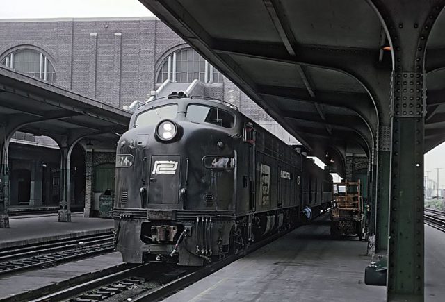 A Penn Central locomotive at Buffalo Central Terminal on July 20th, 1969