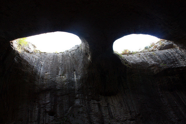 The Eyes of God formation in the Prohodna cave. Photo Credit