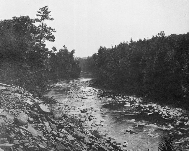 The chosen site for the Olive Bridge Dam in Esopus Creek. c 1906 Author New York Public Library