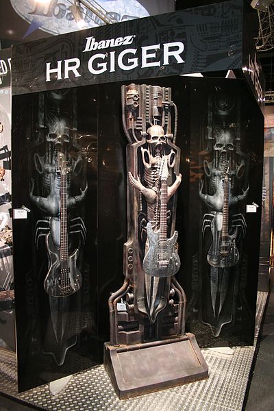 Giger designed several guitars for the famous instrument-making company Ibanez. Author: Elwedritsch  CC BY SA3.0