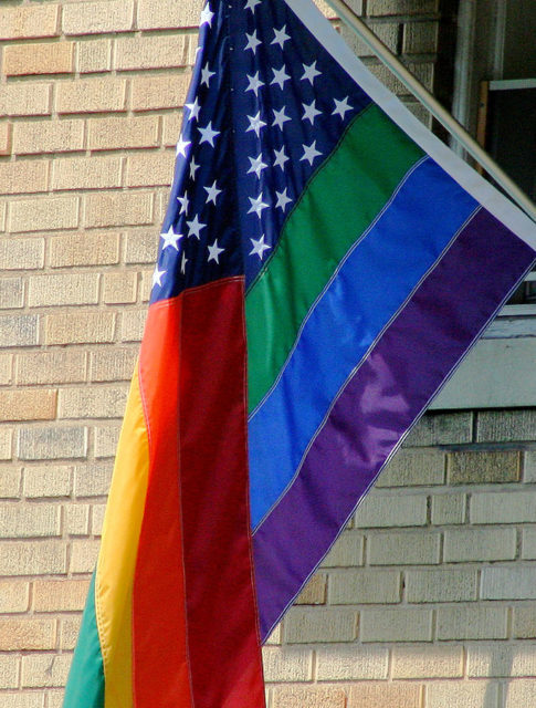 The Rainbow Flag added the star field from the flag of the United States. Photo credit