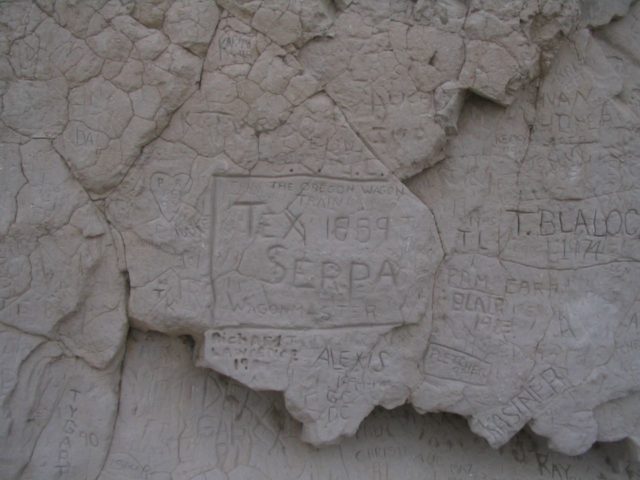Carvings at Register Cliff, near Guernsey, Wyoming. photo credit