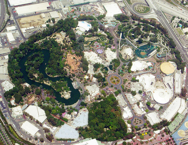 An aerial view of Disneyland in 2004. Photo Credit