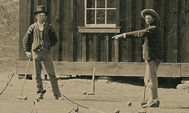 Detail from a larger photo alleged to show Bonney (left) playing croquet in New Mexico in 1878