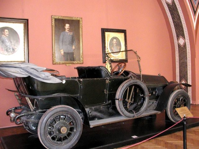 The Gräf & Stift Bois de Boulogne Phaeton automobile in which Archduke Ferdinand and his wife were assassinated. It is now displayed in the Museum of Military History in Vienna. Photo Credit