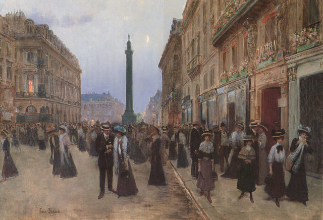 Jean Béraud’s 1907 “La Rue de la Paix” captures the atmosphere of the prestigious Parisian street.