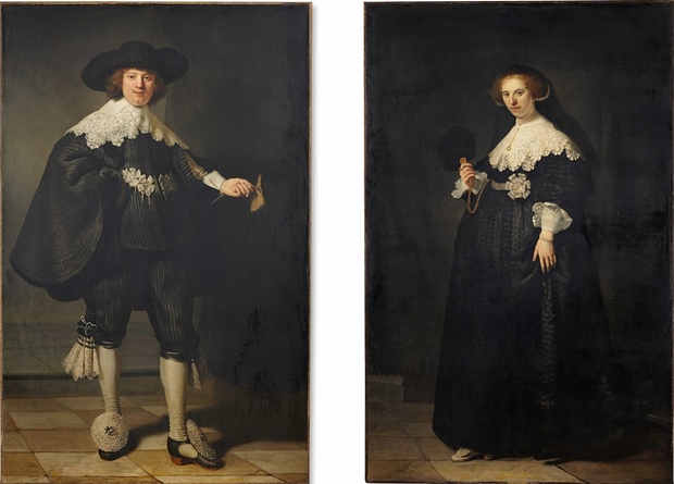 Pendant portraits of Maerten Soolmans and Oopjen Coppit by Rembrandt.