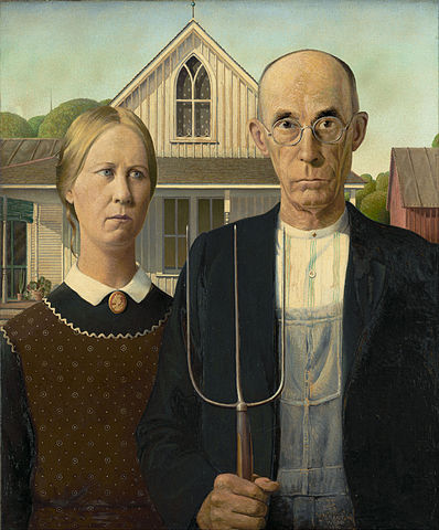 The painting American Gothic by Grant Wood, 1930.