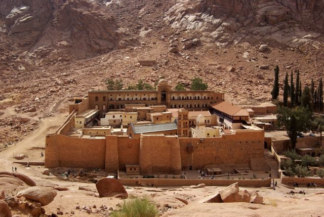 Photo of the Saint Catherine’s Monastery, Sinai, Egypt – one of the oldest working Christian monasteries in the world. Author: Berthold Werner, CC BY-SA 3.0.