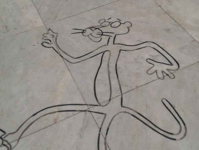 Engraving of the Pink Panther in A Coruña, Spain Author:JJ Georges CC BY-SA 3.0