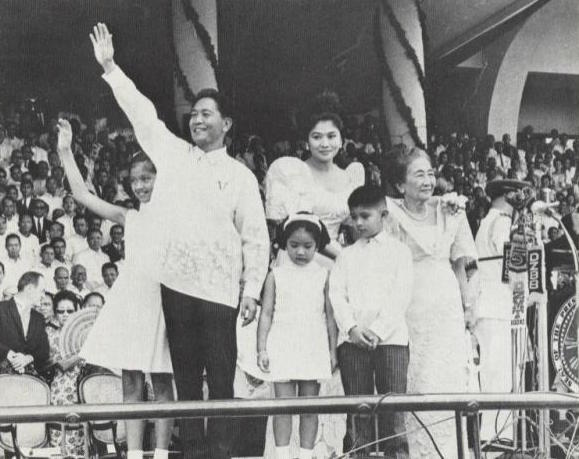 Imelda Romualdez-Marcos with former President Ferdinand Marcos and family during the 1965 inauguration