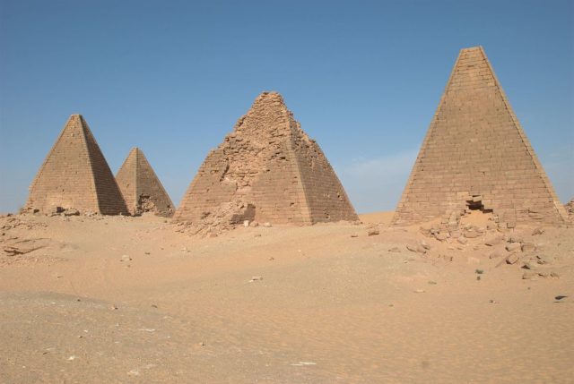 Pyramids west of Jebel Barkal, Sudan. North group. Photo by Bertramz, CC BY 3.0