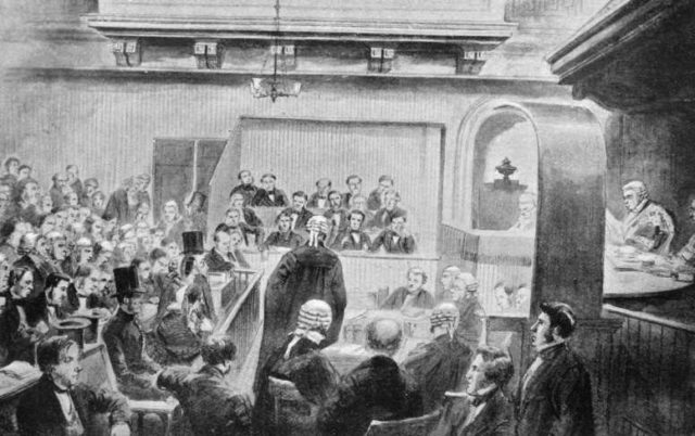 A sketch of the trial proceedings against Smith.