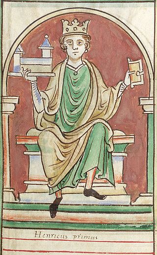 Miniature from illuminated Chronicle of Matthew Paris (1236-1259), from BL MS Cotton Claudius D. vi, f.9, showing Henry I of England enthroned. Held and digitised by the British Library.