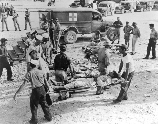 Survivors of Indianapolis on Guam, in August 1945.