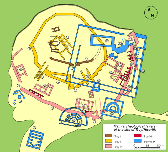 Archeological plan of the Hisarlık citadel
