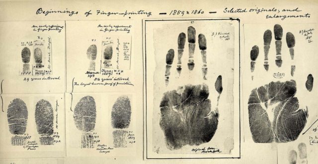 Fingerprints taken by William Herschel 1859/60