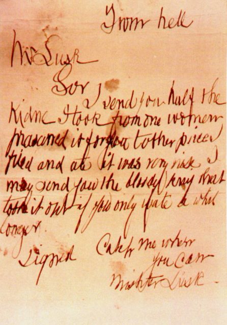 The “From Hell” Letter postmarked 15 October 1888.