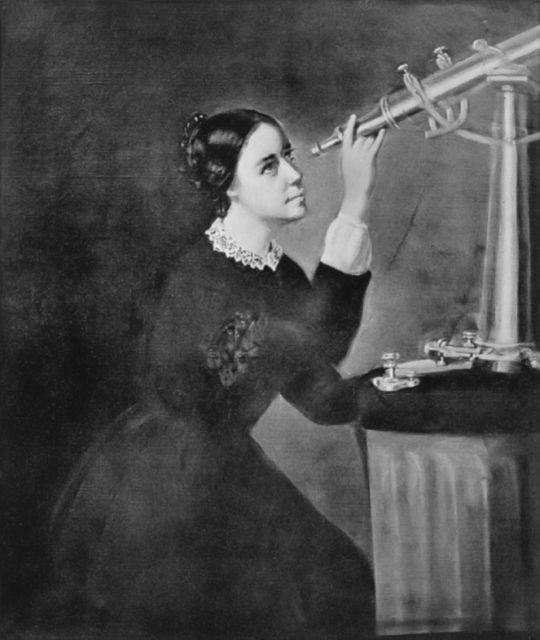 Maria Mitchell, US astronomer and pioneer of women’s rights, from a portrait by H. Dassell, 1851